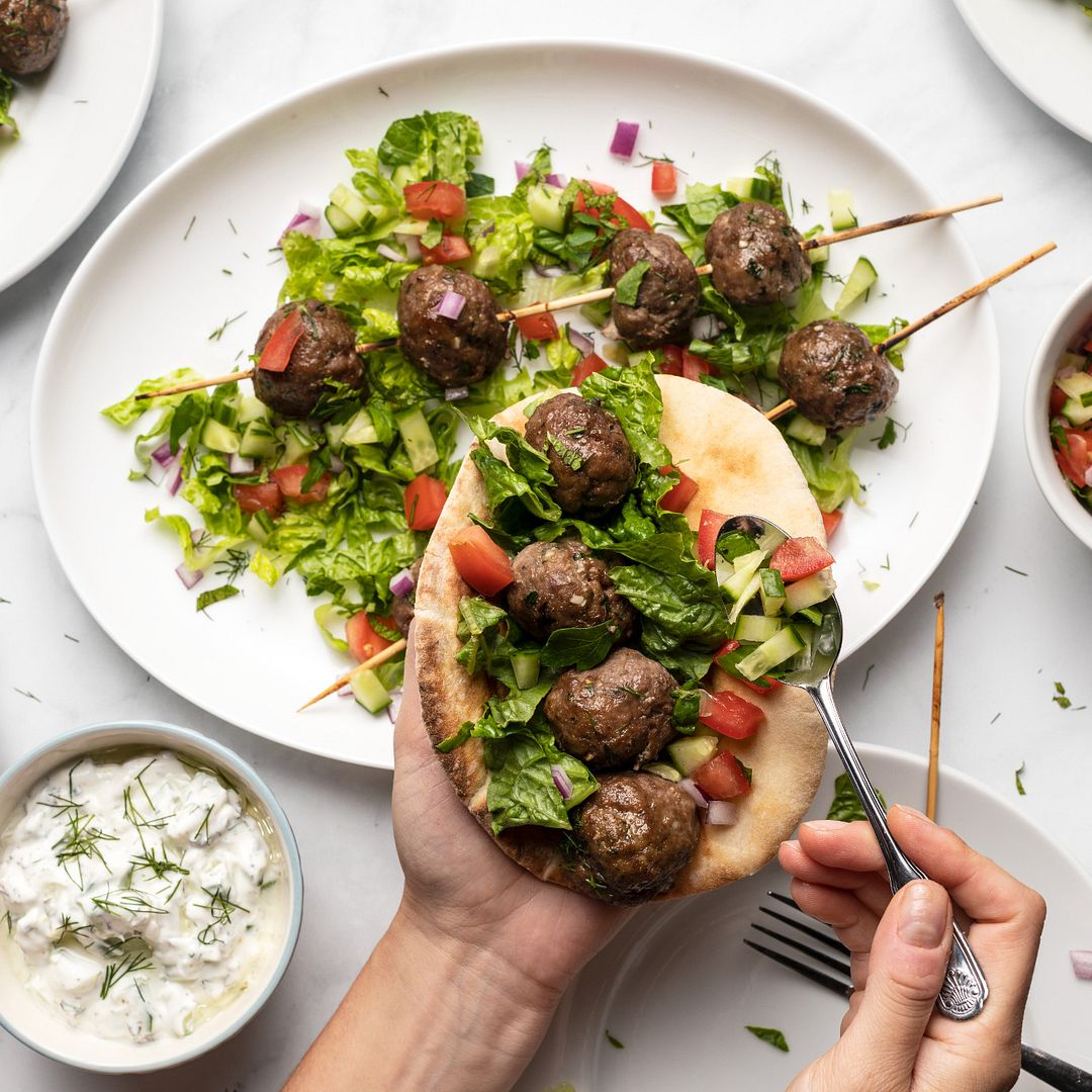 Mediterranean Beef Meatball Kabob