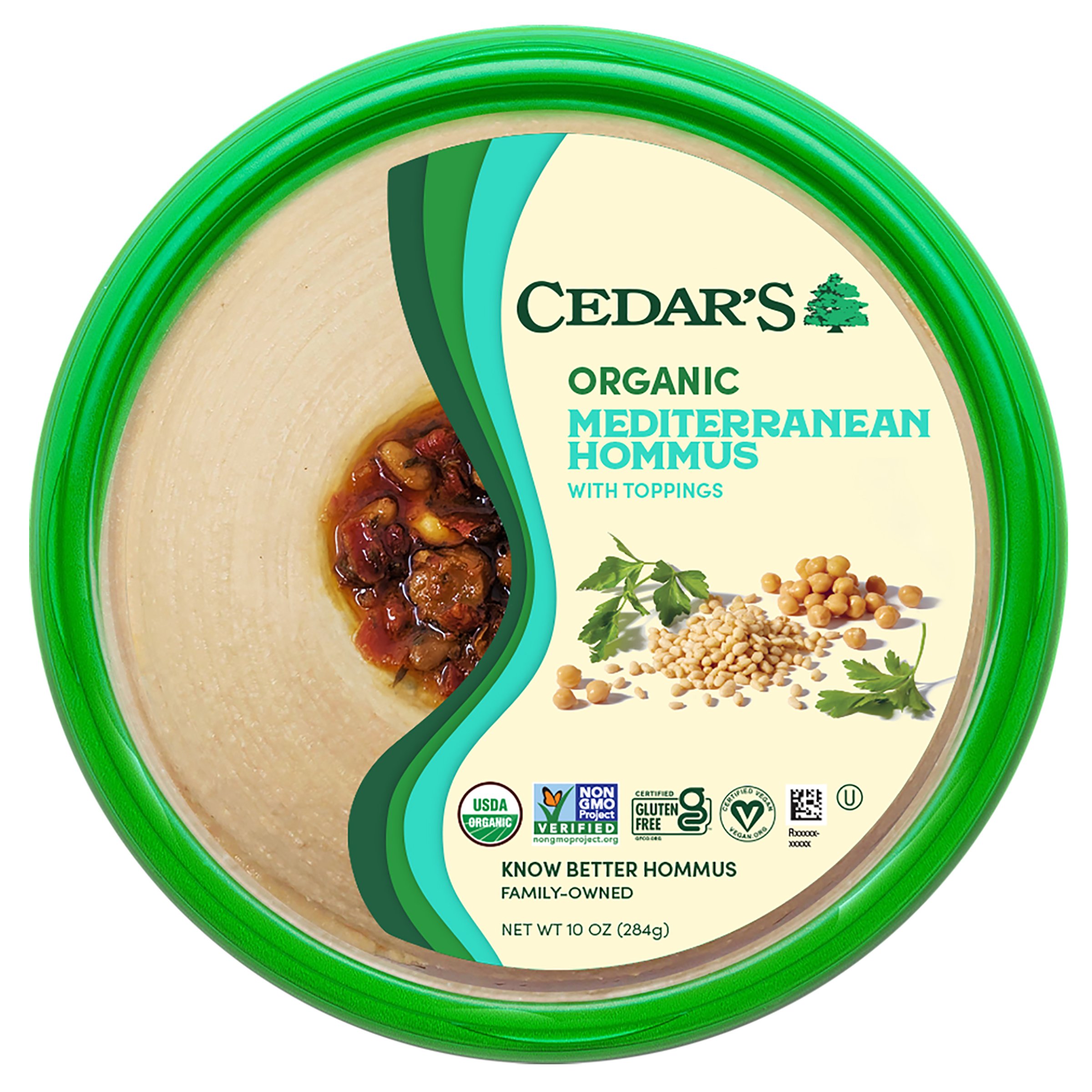 Topped Organic Mediterranean Hommus