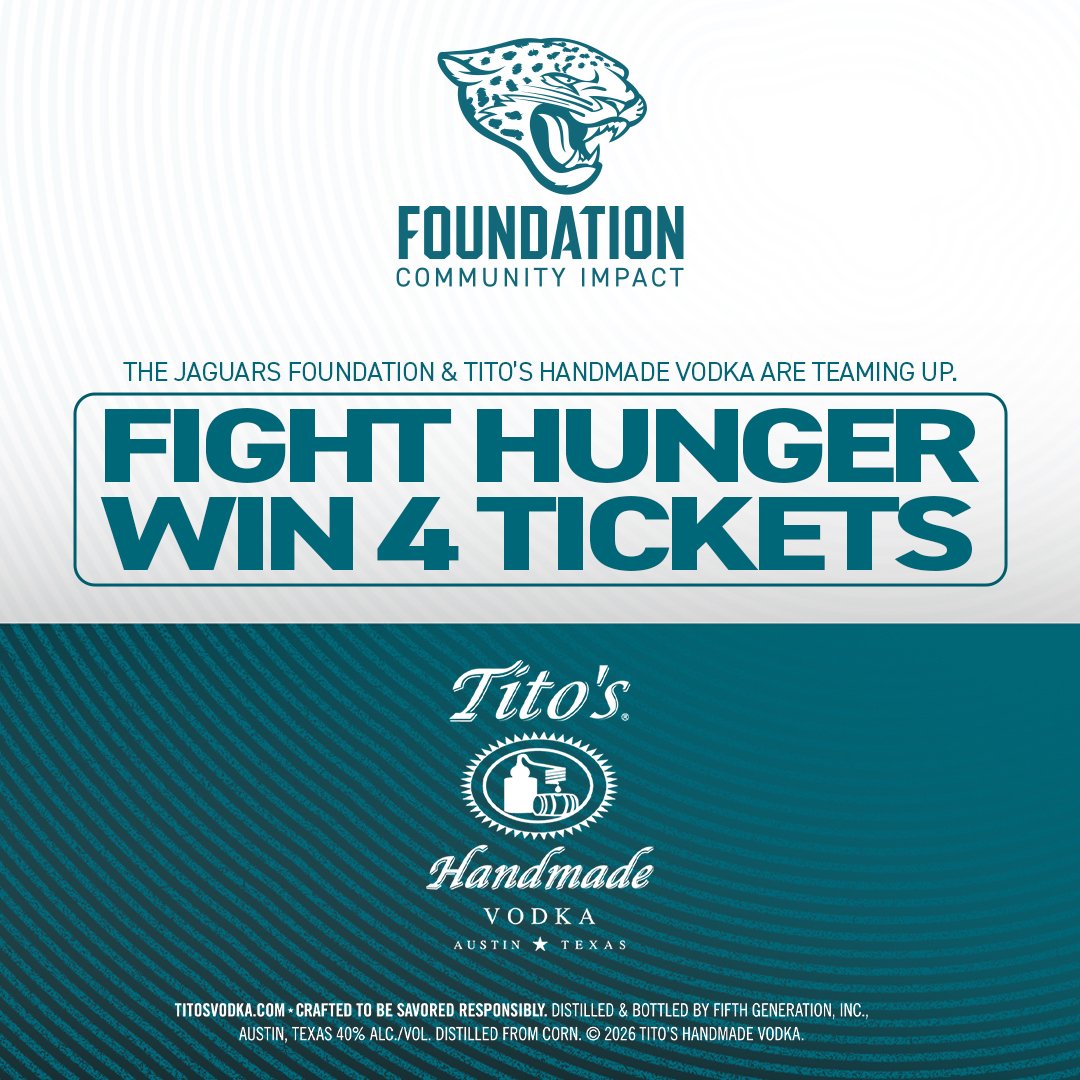 TITO’S HANDMADE VODKA & JAGUARS FOUNDATION FIGHT HUNGER ENTER-TO-WIN Sweepstakes