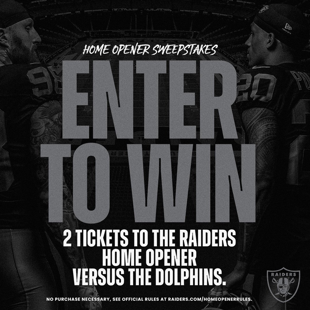 Win 2 Tickets to the Raiders Home Opener